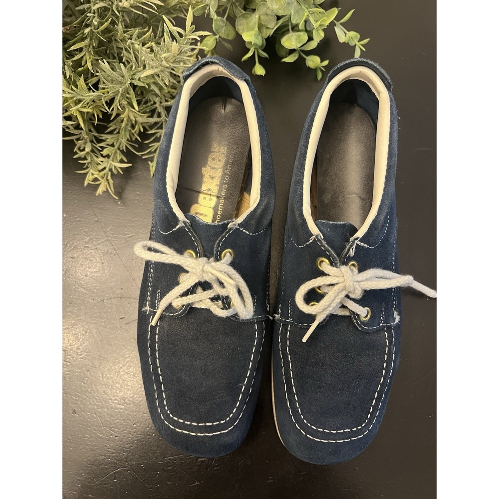 Dexter Vintage Navy Blue Suede Leather Oxford Bowling Shoes Sz 7 Retro 60s 70s